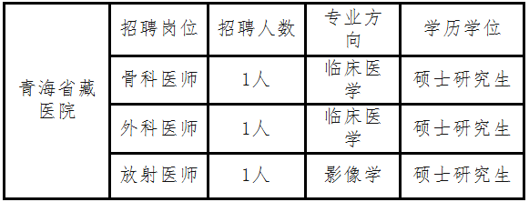 青海省藏醫(yī)院2019年赴省外公開招聘工作人員公告