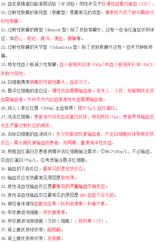 2019年臨床執(zhí)業(yè)醫(yī)師筆試快速備考100條考點速記（五）