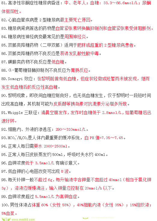 2019年臨床執(zhí)業(yè)醫(yī)師筆試快速備考100條考點速記（五）