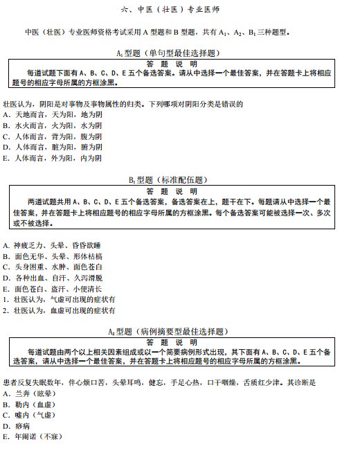 2019年國家醫(yī)師資格考試綜合筆試題型舉例