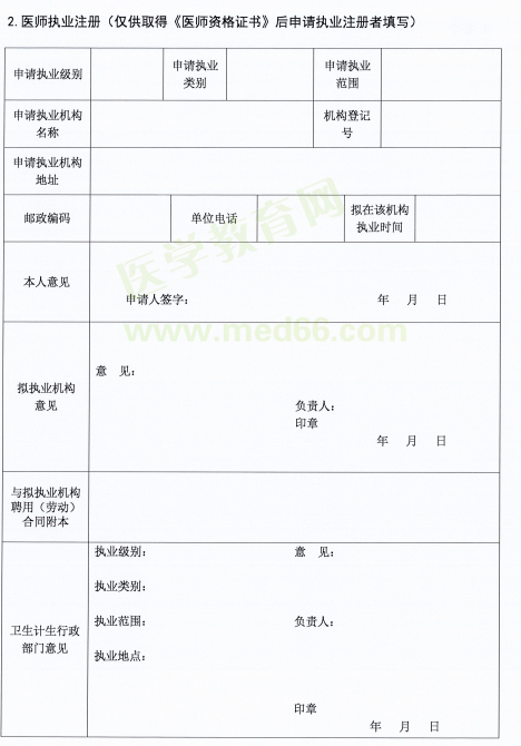 陜西省延安市2018年醫(yī)師資格考試證書注冊要求及注冊表填寫說明