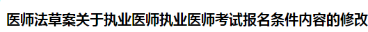 醫(yī)師法草案關(guān)于執(zhí)業(yè)醫(yī)師執(zhí)業(yè)醫(yī)師考試報(bào)名條件內(nèi)容的修改！