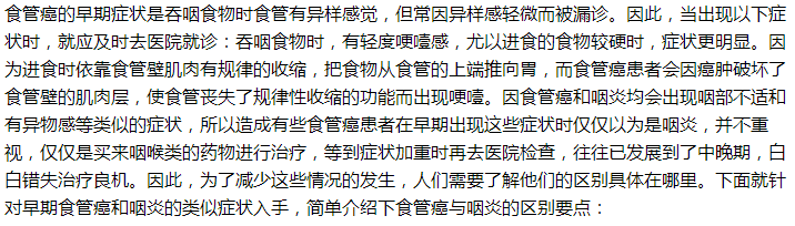 如何鑒別是食管癌還是慢性咽炎？一文了解！