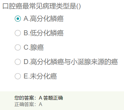 口腔癌最常見病理類型是？