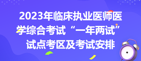 2023年臨床執(zhí)業(yè)醫(yī)師醫(yī)學(xué)綜合考試“一年兩試”試點考區(qū)及考試安排